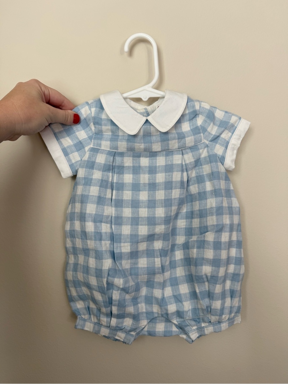 NWT Polo Ralph Lauren Baby 3M Blue Gingham Bubble Romper Spring 2020 Sample Rare